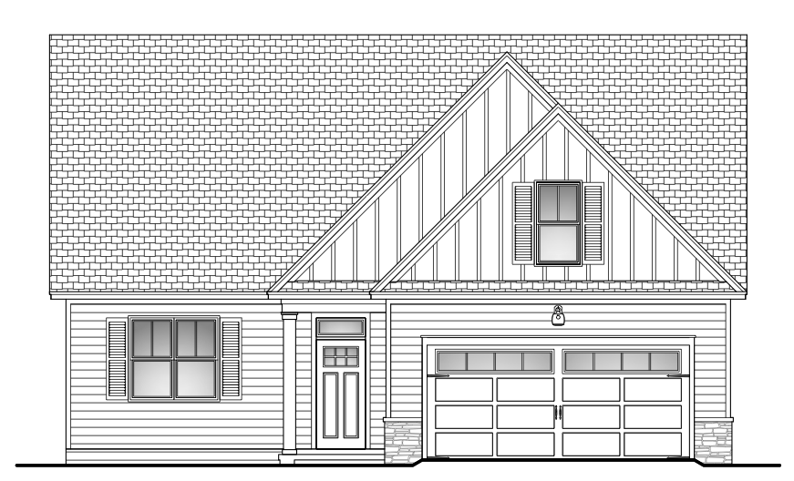 Bayberry VI's architectural rendering, garage right