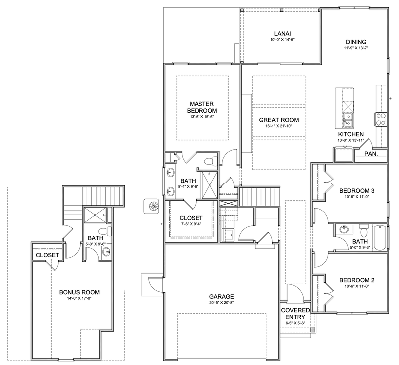 Bayberry VII's floor plan, garage left