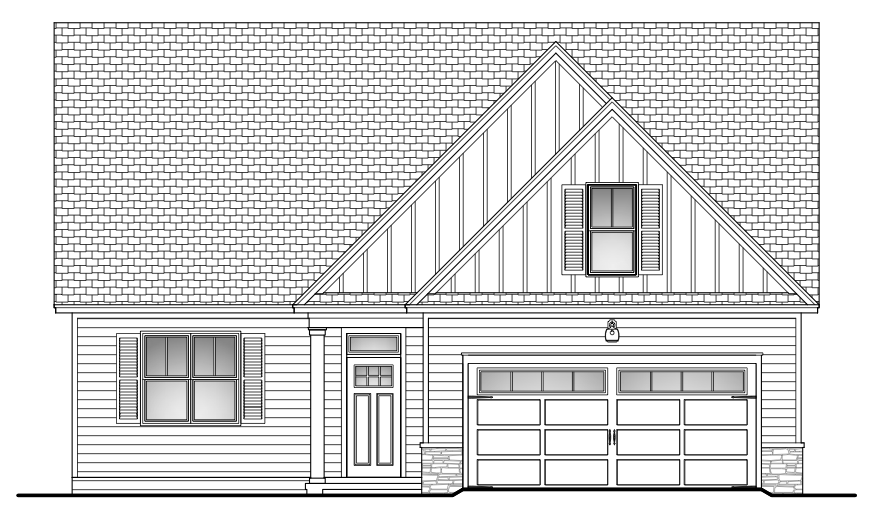 Bayberry VII's architectural rendering, garage right